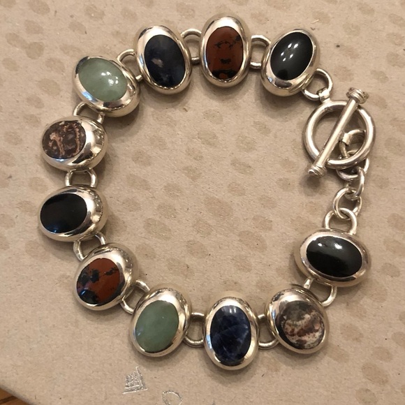 Rare Vintage Silpada Sterling Silver and Natural Multi-Stone Bracelet EB428 - Picture 15 of 16